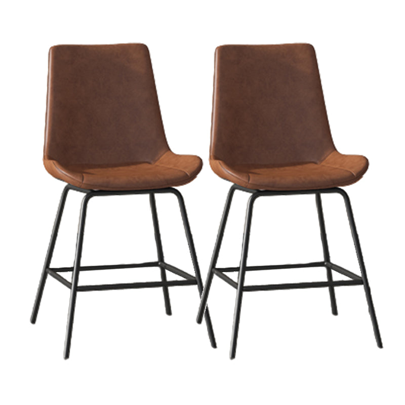 Leather Contemporary Counter & Bar Stools Matte Finish Indoor Stools with Metal Frame