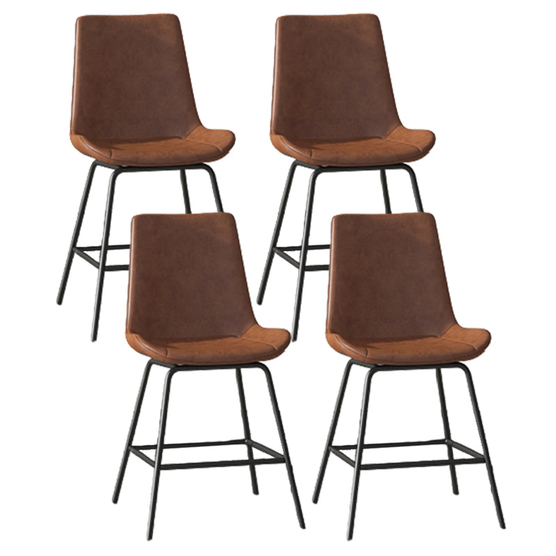 Leather Contemporary Counter & Bar Stools Matte Finish Indoor Stools with Metal Frame