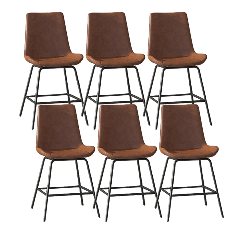 Leather Contemporary Counter & Bar Stools Matte Finish Indoor Stools with Metal Frame