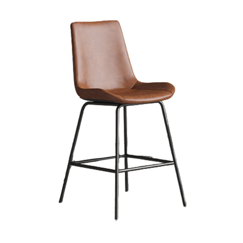 Leather Contemporary Counter & Bar Stools Matte Finish Indoor Stools with Metal Frame