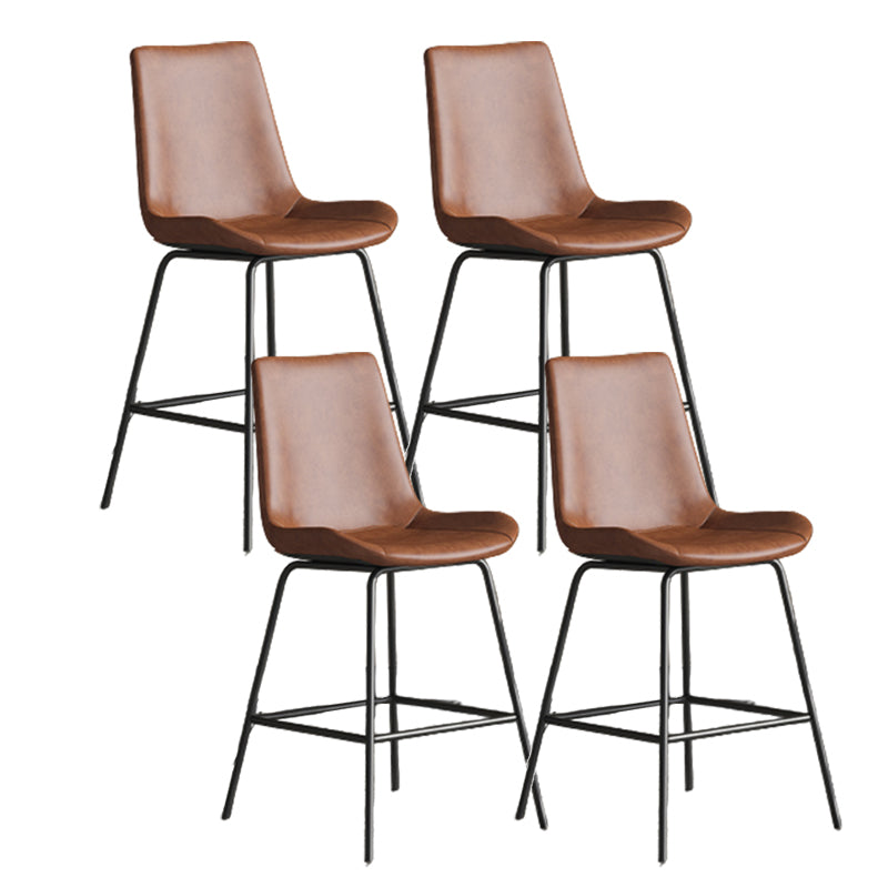 Leather Contemporary Counter & Bar Stools Matte Finish Indoor Stools with Metal Frame