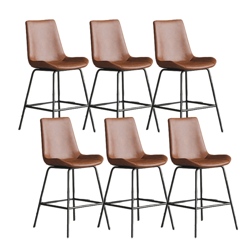 Leather Contemporary Counter & Bar Stools Matte Finish Indoor Stools with Metal Frame