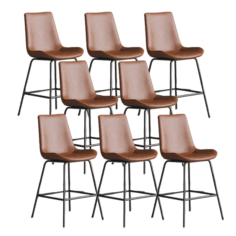 Leather Contemporary Counter & Bar Stools Matte Finish Indoor Stools with Metal Frame