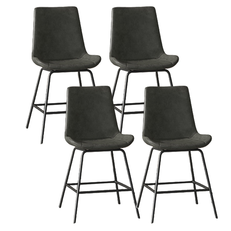 Leather Contemporary Counter & Bar Stools Matte Finish Indoor Stools with Metal Frame