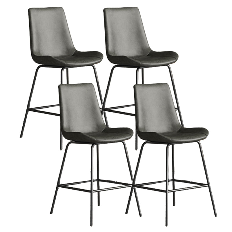 Leather Contemporary Counter & Bar Stools Matte Finish Indoor Stools with Metal Frame