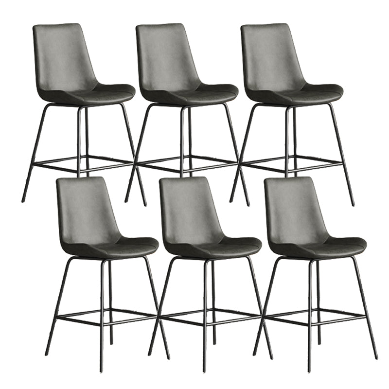 Leather Contemporary Counter & Bar Stools Matte Finish Indoor Stools with Metal Frame