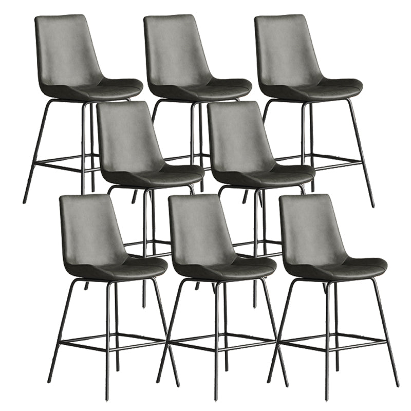 Leather Contemporary Counter & Bar Stools Matte Finish Indoor Stools with Metal Frame