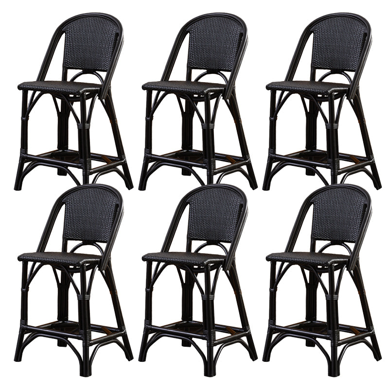 Black Wicker Counter Stools Contemporary Indoor Stools with Wood Frame