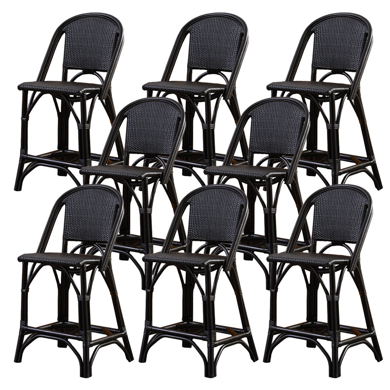 Black Wicker Counter Stools Contemporary Indoor Stools with Wood Frame