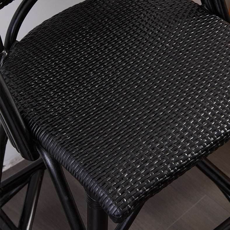 Black Wicker Counter Stools Contemporary Indoor Stools with Wood Frame