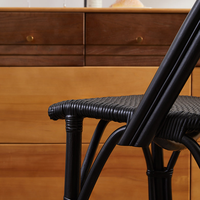 Black Wicker Counter Stools Contemporary Indoor Stools with Wood Frame