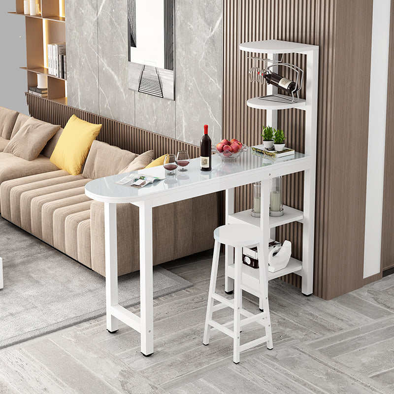 Metal Frame Contemporary Pub Table Matte Finish Manufactured Wood Bar Table