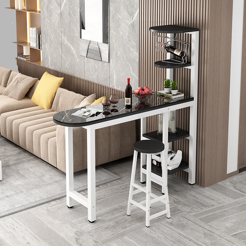 Metal Frame Contemporary Pub Table Matte Finish Manufactured Wood Bar Table