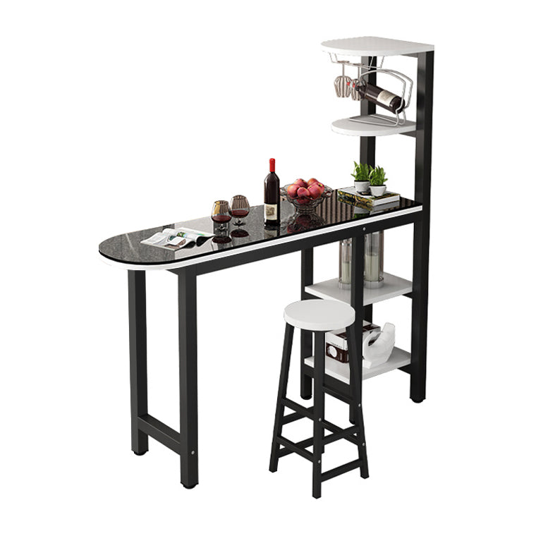 Metal Frame Contemporary Pub Table Matte Finish Manufactured Wood Bar Table