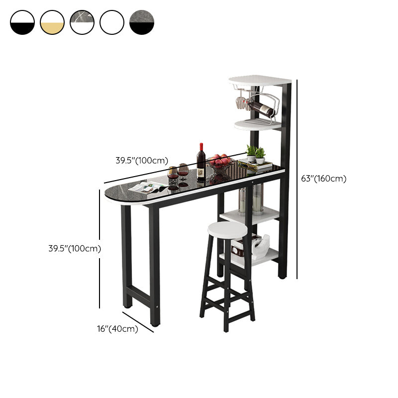 Metal Frame Contemporary Pub Table Matte Finish Manufactured Wood Bar Table