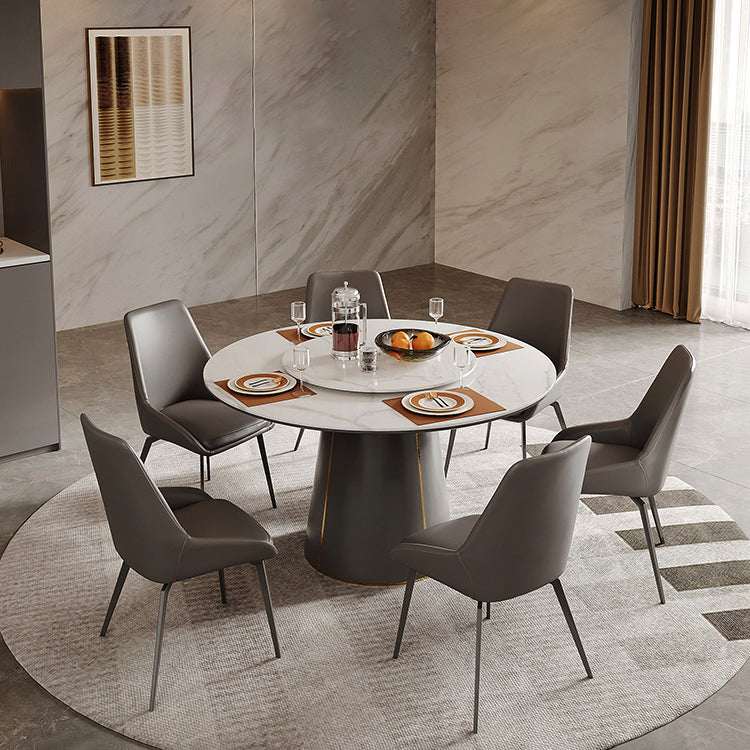 Modern Stone Furniture 1/2/5/7/9 Pcs Round Shape Dinette Table with Upholstered Chair