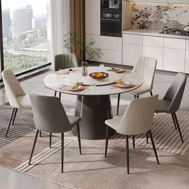 Modern Stone Furniture 1/2/5/7/9 Pcs Round Shape Dinette Table with Upholstered Chair