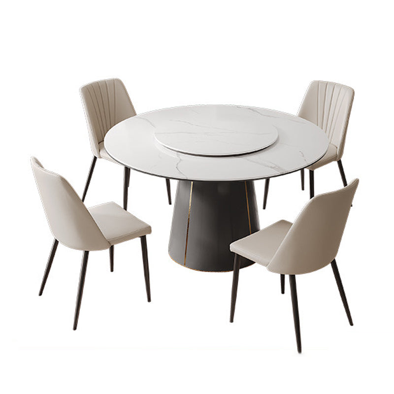 Modern Stone Furniture 1/2/5/7/9 Pcs Round Shape Dinette Table with Upholstered Chair