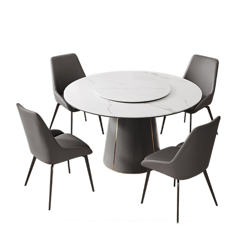 Modern Stone Furniture 1/2/5/7/9 Pcs Round Shape Dinette Table with Upholstered Chair
