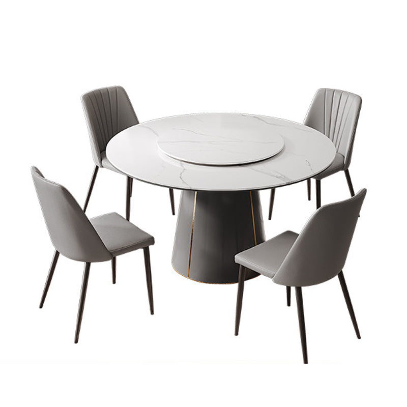 Modern Stone Furniture 1/2/5/7/9 Pcs Round Shape Dinette Table with Upholstered Chair