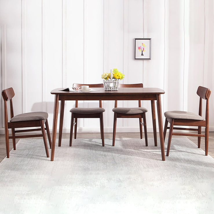 Modern Brown Furniture Set 5 Pcs Rectangle Solid Wood Dinette Table with Dining Chair