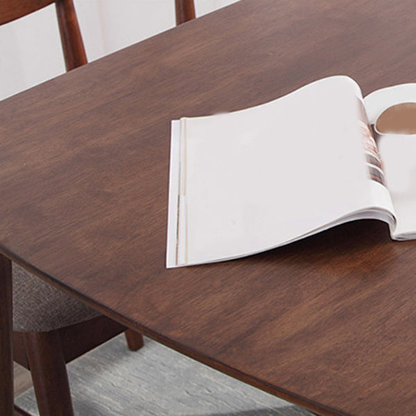 Modern Brown Furniture Set 5 Pcs Rectangle Solid Wood Dinette Table with Dining Chair