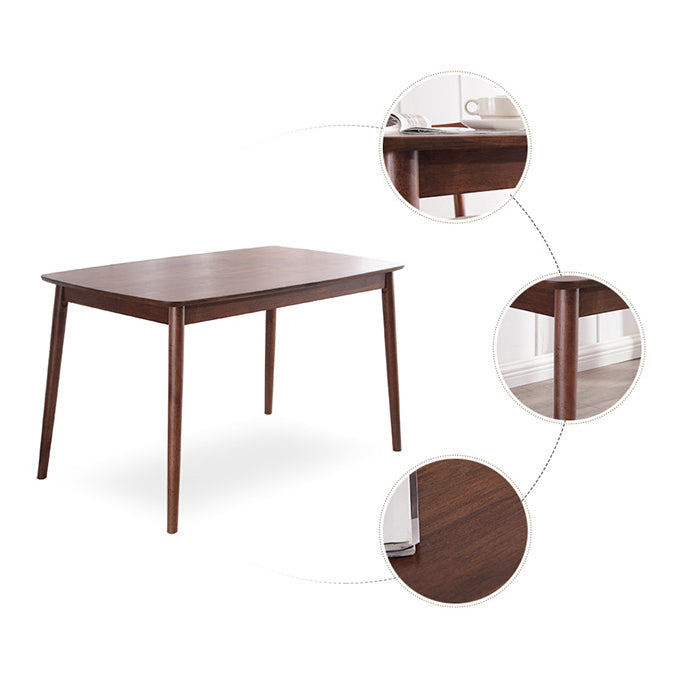 Modern Brown Furniture Set 5 Pcs Rectangle Solid Wood Dinette Table with Dining Chair