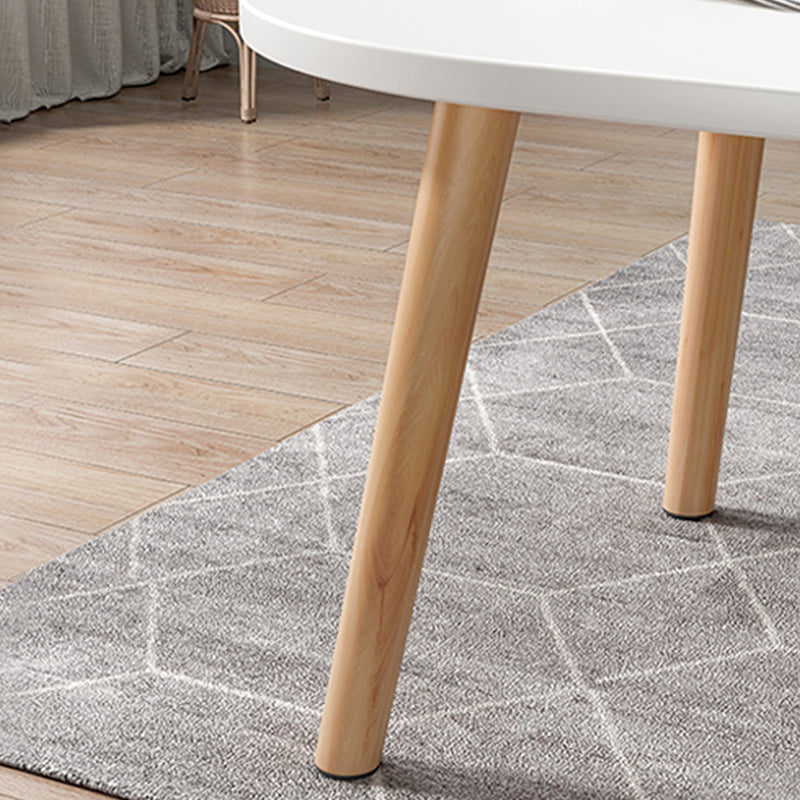 Wood Free-Form Coffee Table Modern 4 Legs Coffee Table with Storage