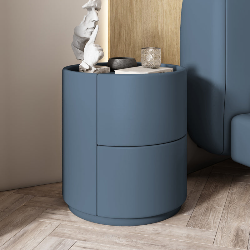 Contemporary Round Kids Nightstand Solid Wood Nightstands with Drawers