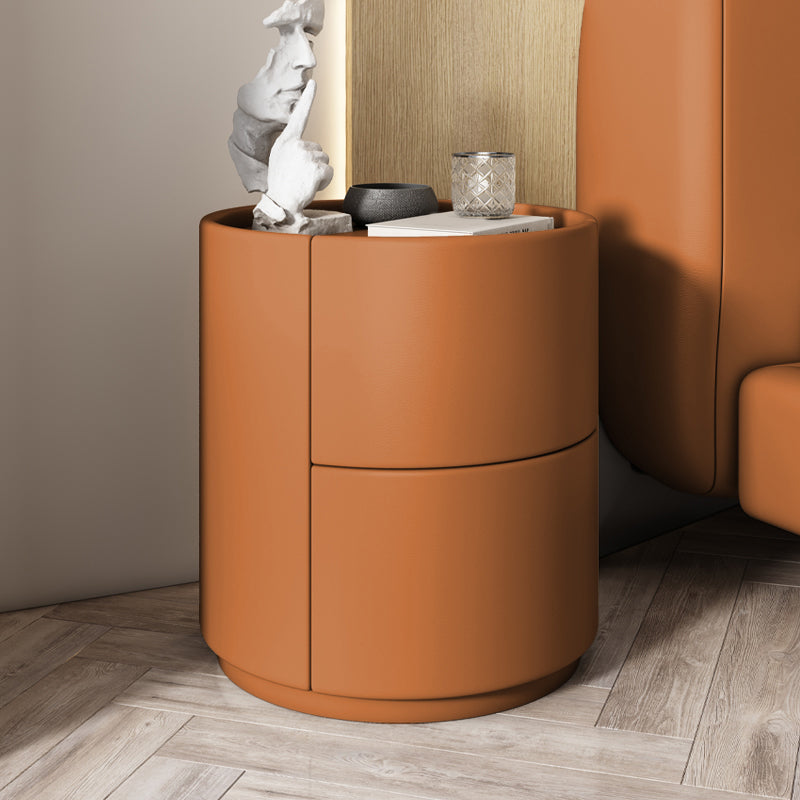 Contemporary Round Kids Nightstand Solid Wood Nightstands with Drawers