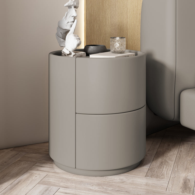 Contemporary Round Kids Nightstand Solid Wood Nightstands with Drawers