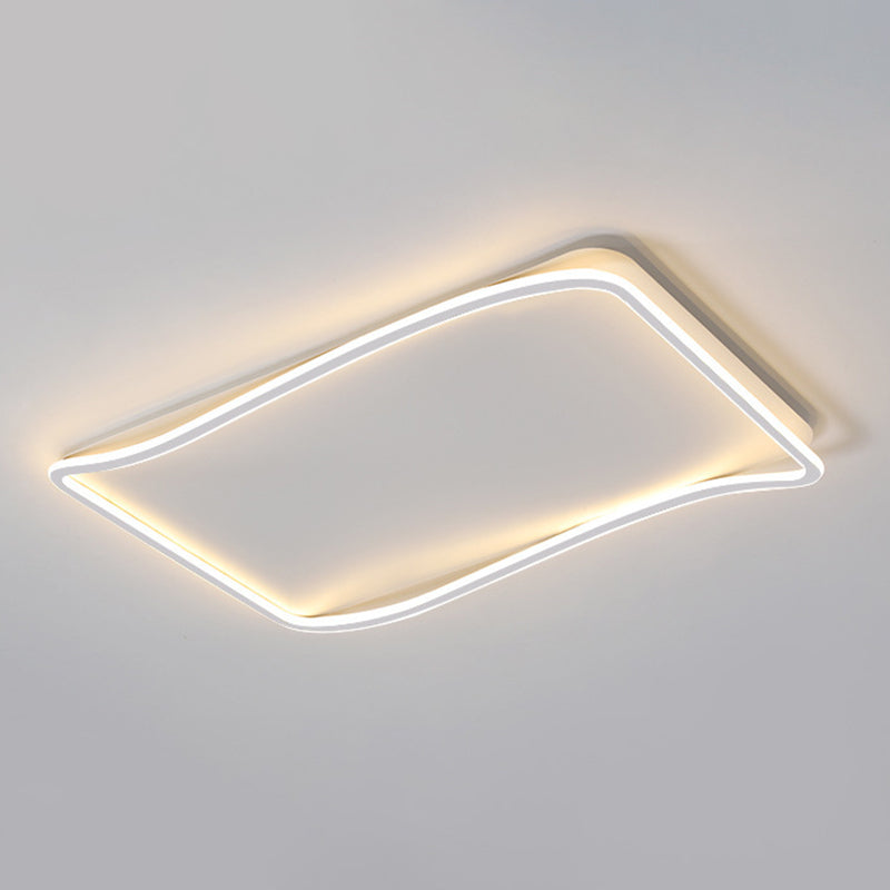 Metal Geometric Flush Mount Fixture Modern 1 Light Flush Light Fixture in White