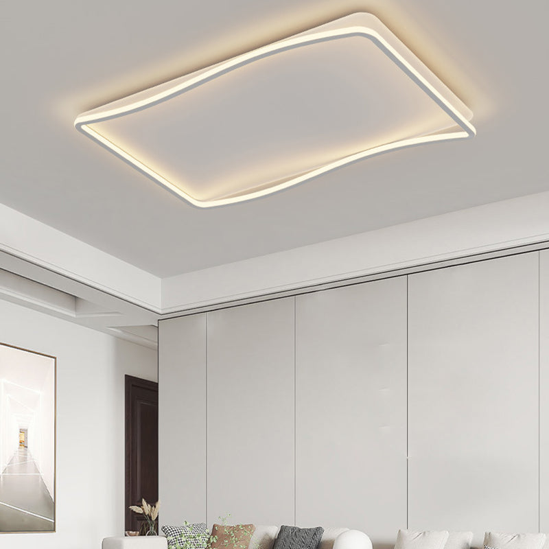 Metal Geometric Flush Mount Fixture Modern 1 Light Flush Light Fixture in White