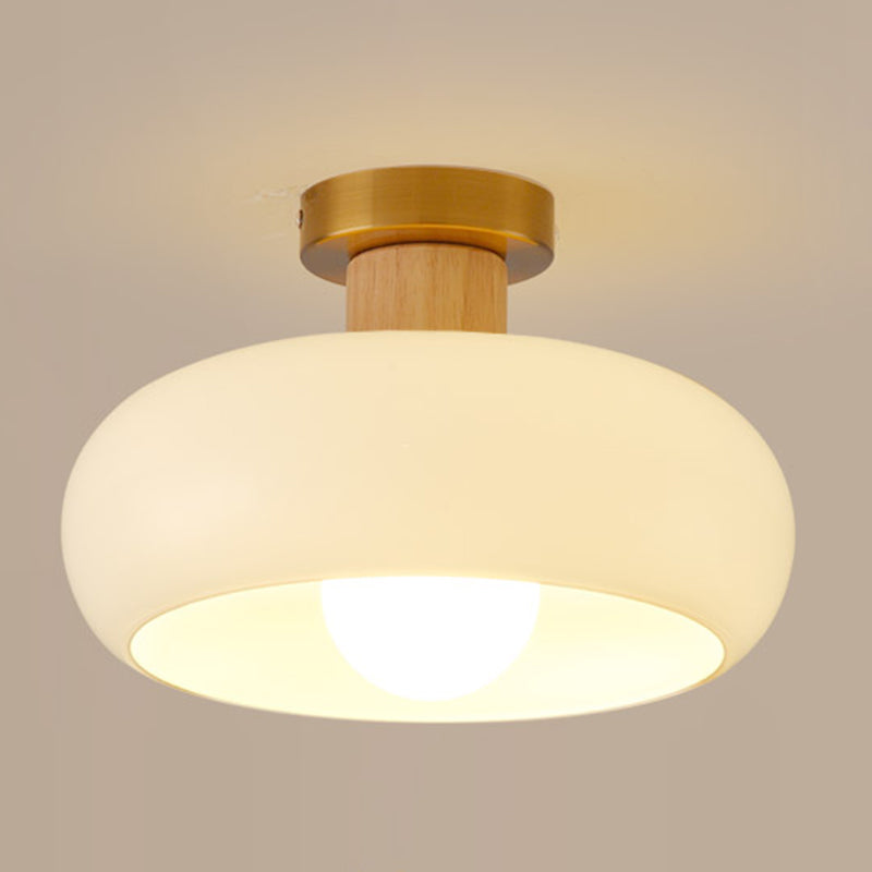 Contemporary Flush Mount Light Wooden Glass Flush Mount Ceiling Light Fixture