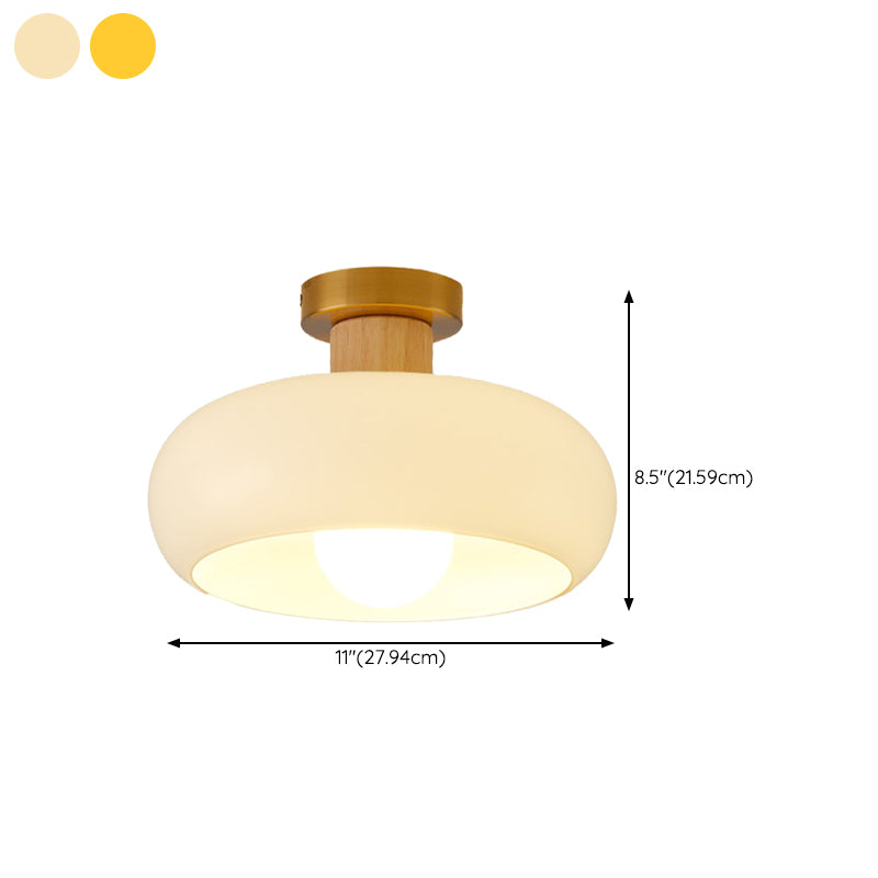 Contemporary Flush Mount Light Wooden Glass Flush Mount Ceiling Light Fixture