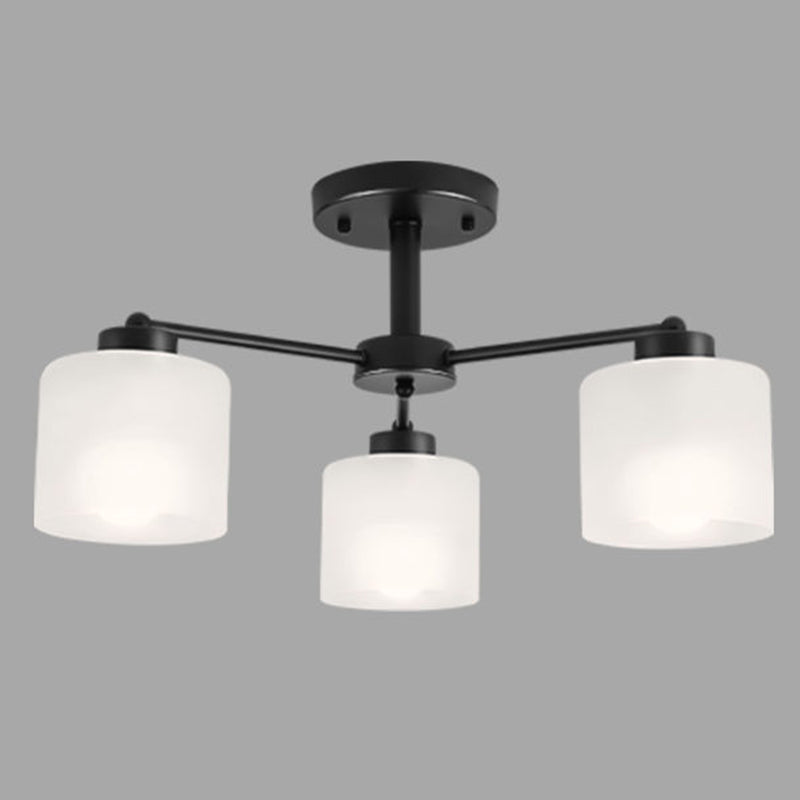 Contemporary Ceiling Lighting Black Semi Flush Mount Fixture with Glass for Living Room