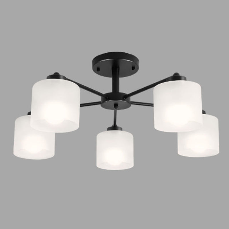 Contemporary Ceiling Lighting Black Semi Flush Mount Fixture with Glass for Living Room