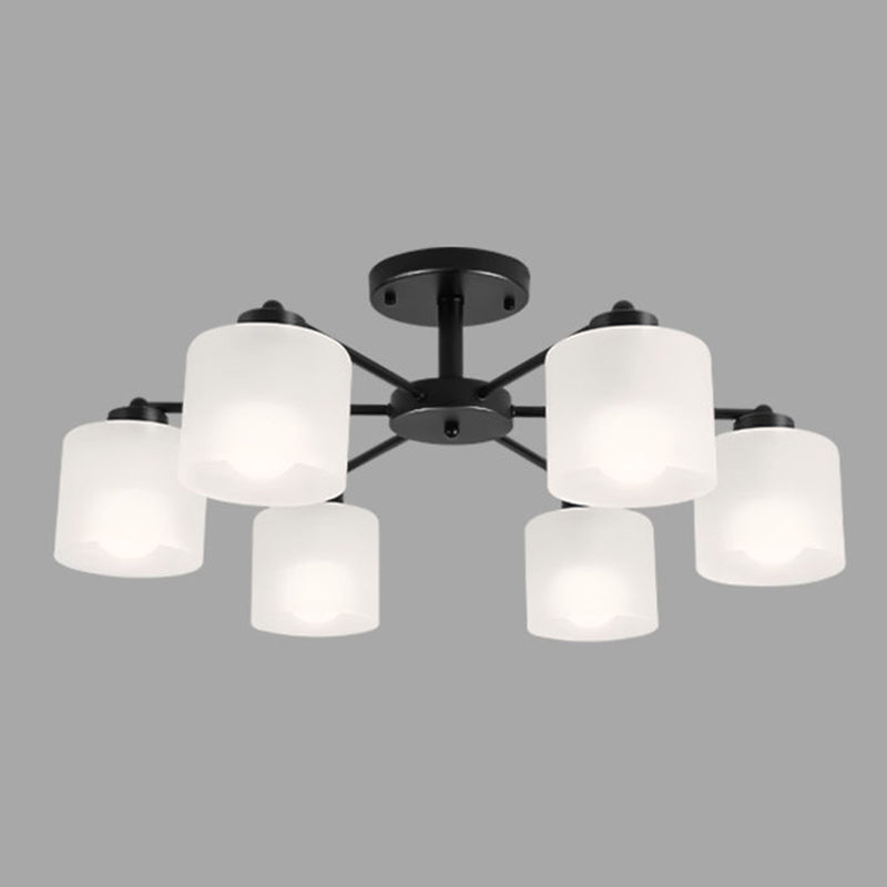 Contemporary Ceiling Lighting Black Semi Flush Mount Fixture with Glass for Living Room
