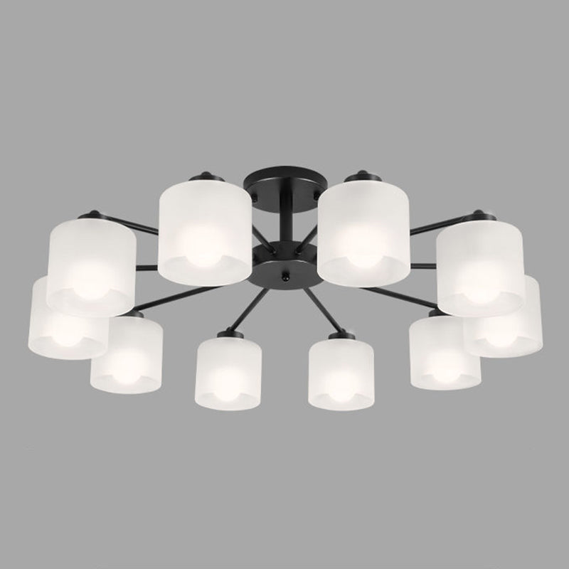 Contemporary Ceiling Lighting Black Semi Flush Mount Fixture with Glass for Living Room