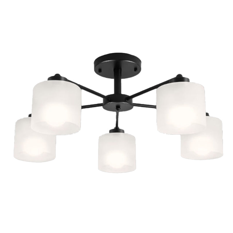 Contemporary Ceiling Lighting Black Semi Flush Mount Fixture with Glass for Living Room