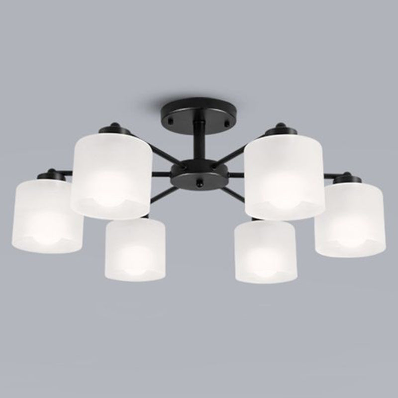 Contemporary Ceiling Lighting Black Semi Flush Mount Fixture with Glass for Living Room