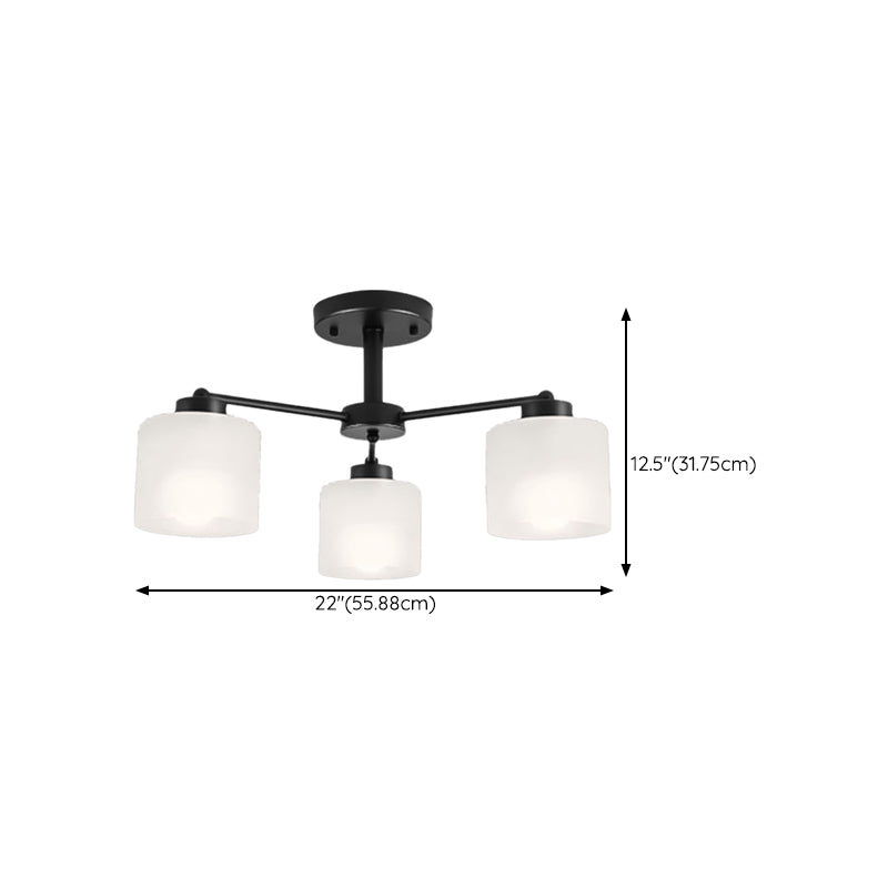 Contemporary Ceiling Lighting Black Semi Flush Mount Fixture with Glass for Living Room