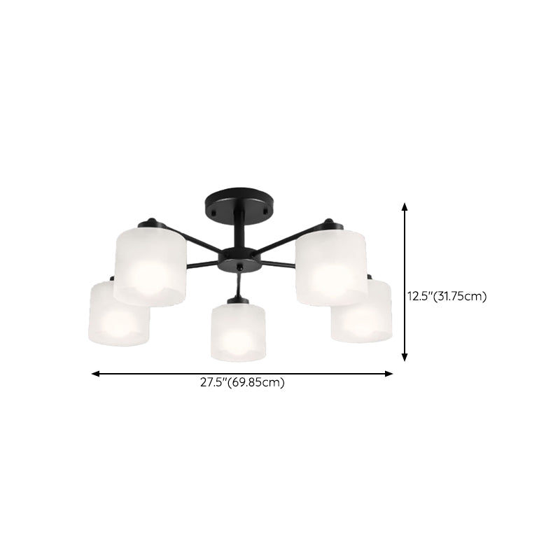 Contemporary Ceiling Lighting Black Semi Flush Mount Fixture with Glass for Living Room