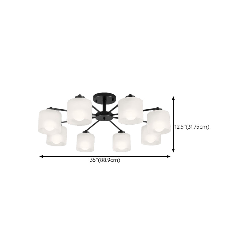 Contemporary Ceiling Lighting Black Semi Flush Mount Fixture with Glass for Living Room