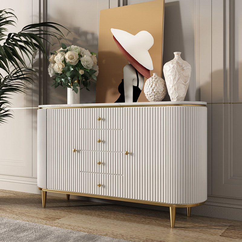 Glam Horizontal Combo Dresser White/Gray Dresser with Storage for Home