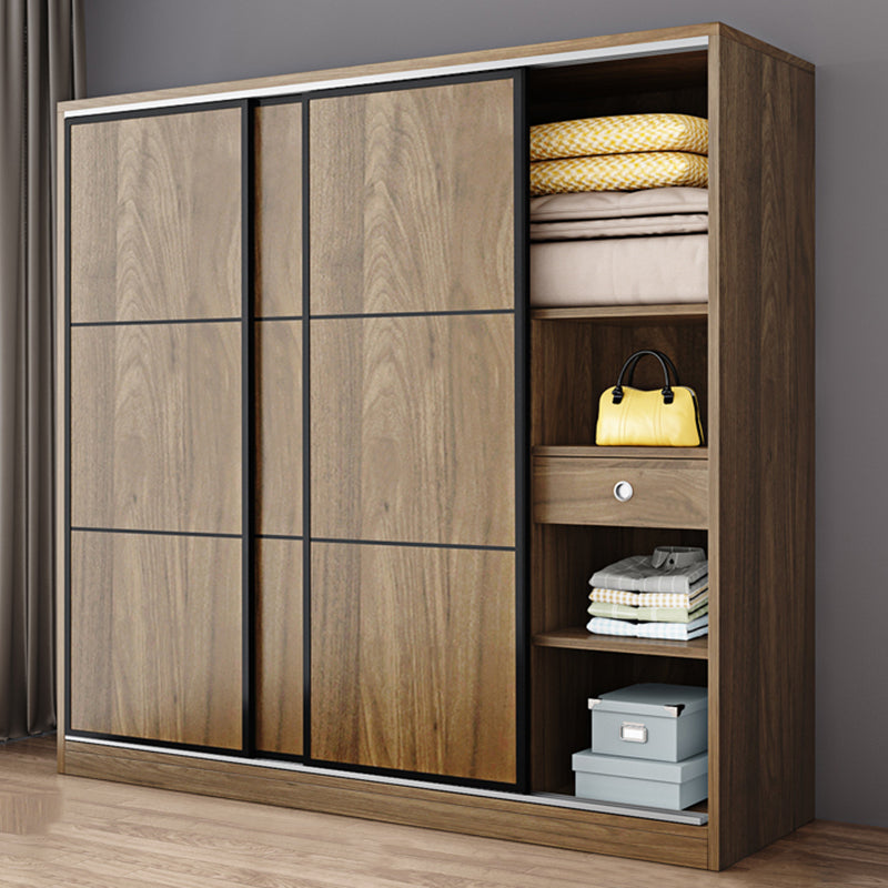 Modern Style Freestanding Wardrobe Pine Wood Wardrobe with Drawer
