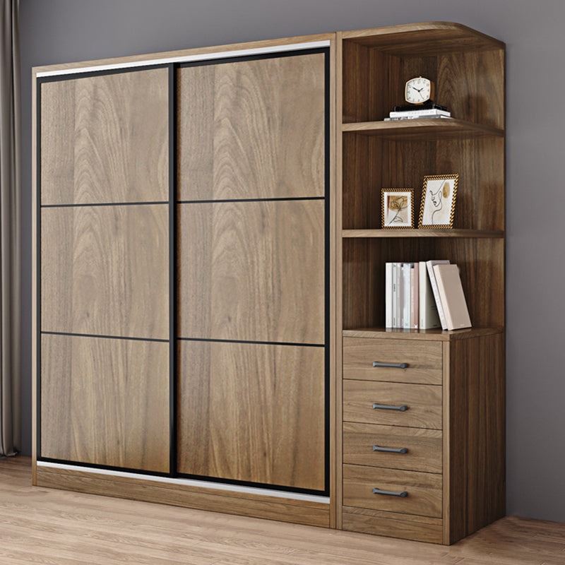 Modern Style Freestanding Wardrobe Pine Wood Wardrobe with Drawer