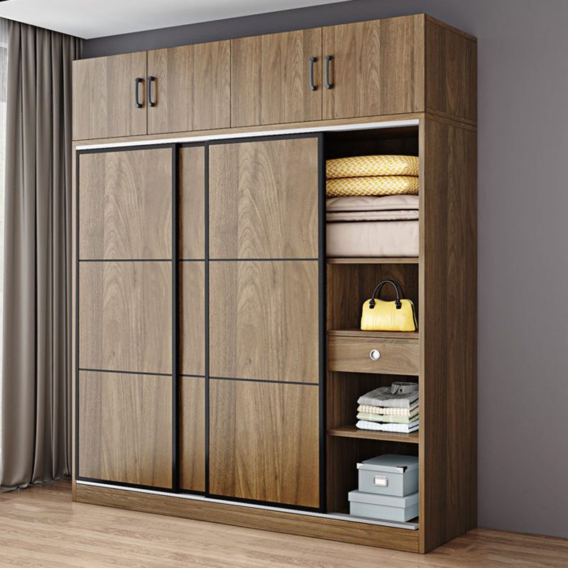 Modern Style Freestanding Wardrobe Pine Wood Wardrobe with Drawer