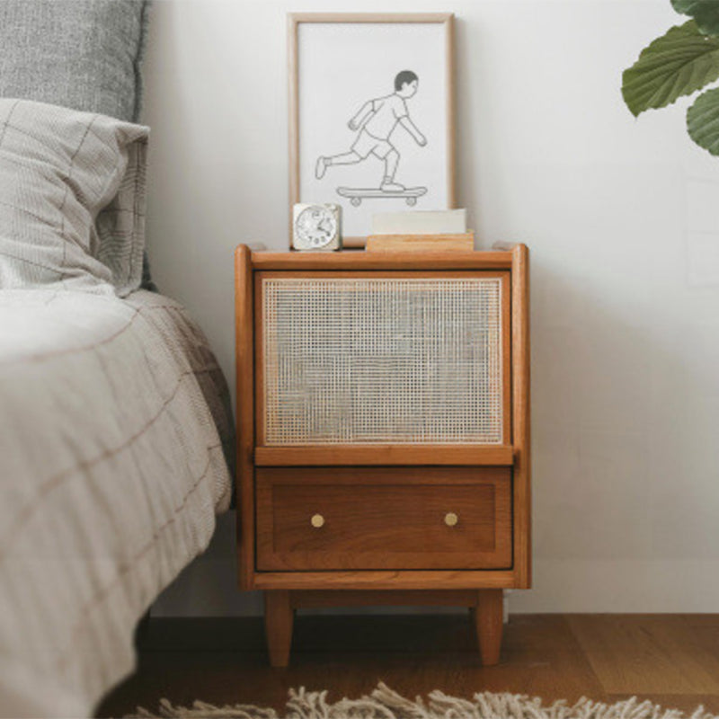 Contemporary Night Table Solid Wood Bed Nightstand for Bedroom