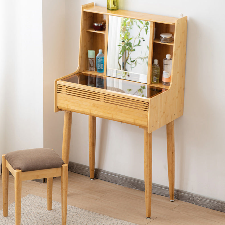 Modern Drawer Dressing Table Solid Wood Dresser Mirrored Vanity Set